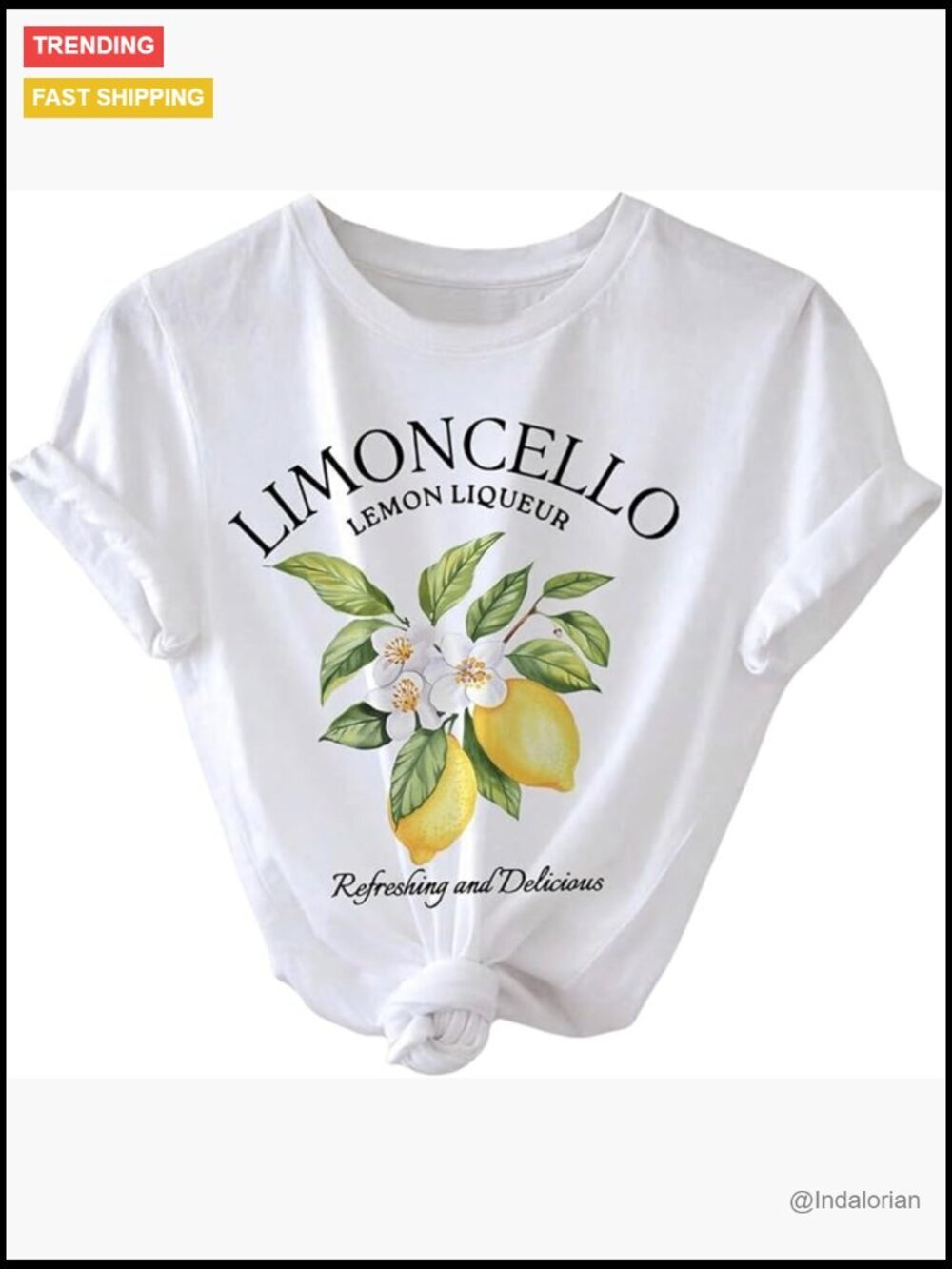 Graphic Lemon Printed Letter Tee Short Sleeve Crew Neck Casual T-Shirt